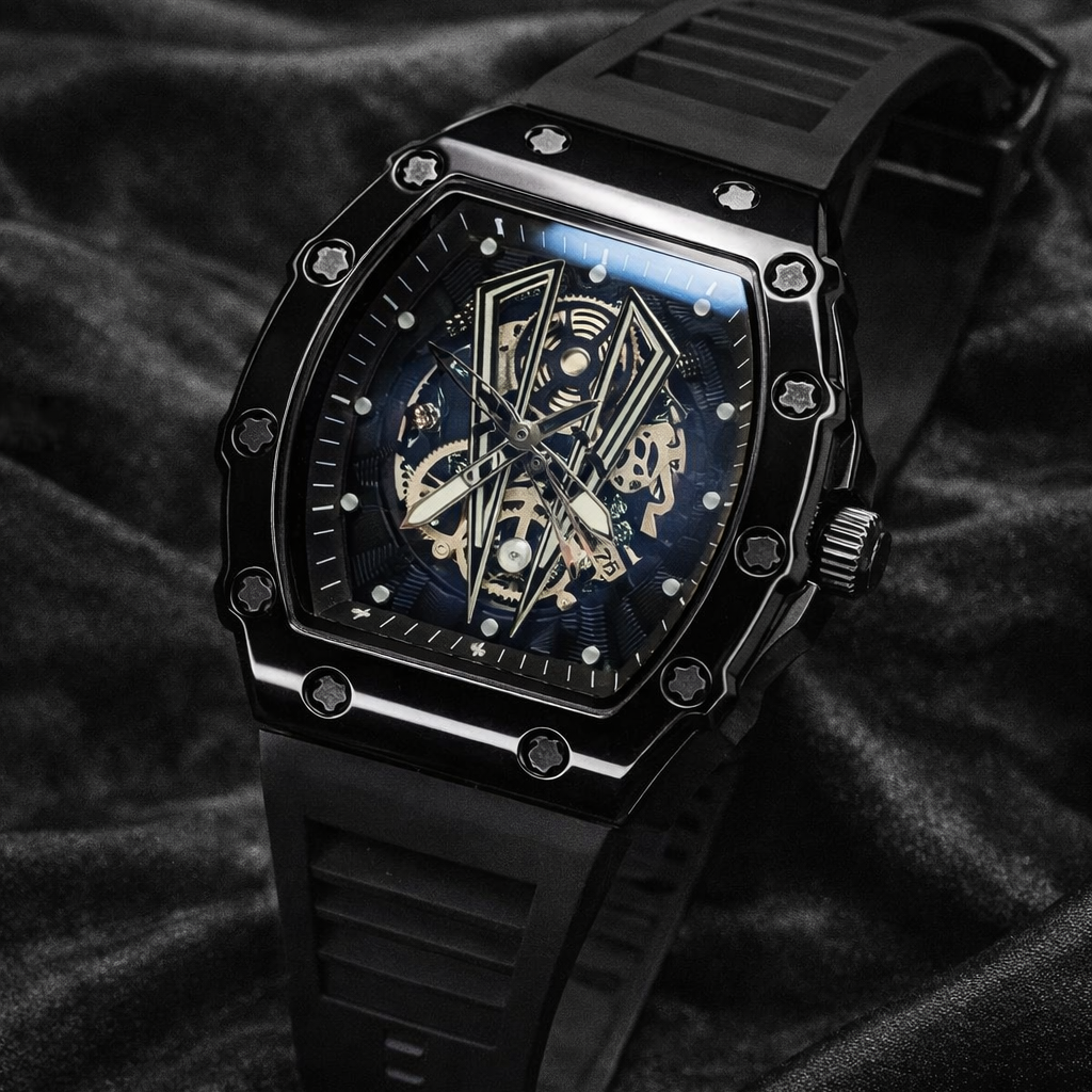 Richard Black Belt Skeleton Watch