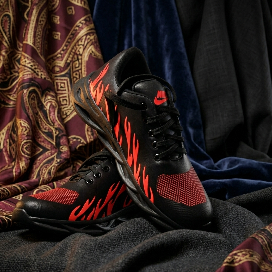 Men's Rubber Comfortable Shoes, Red Fire