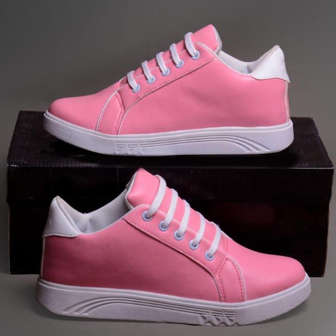 Women's Rexine Pink Sneakers Shoes