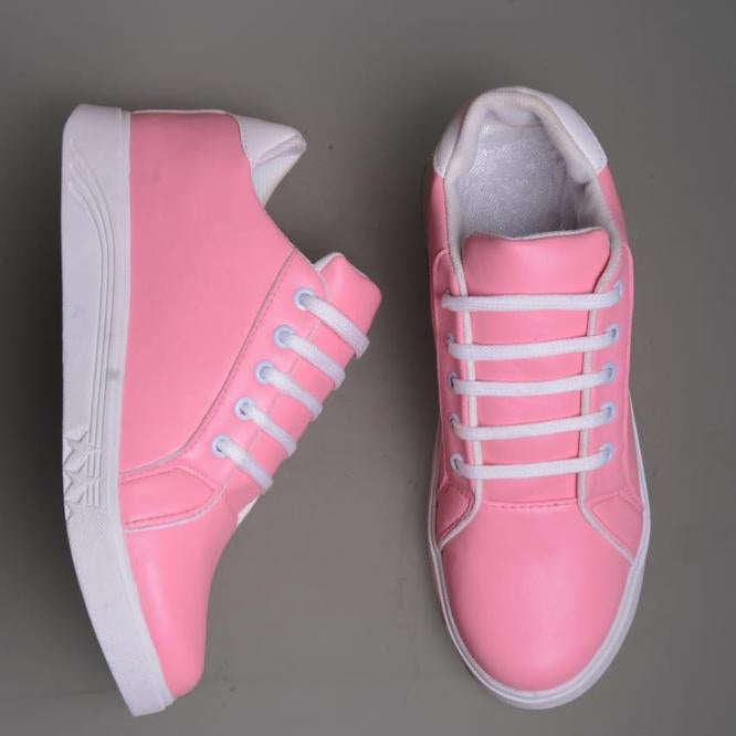 Women's Rexine Pink Sneakers Shoes