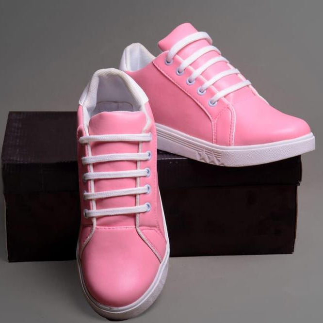 Women's Rexine Pink Sneakers Shoes