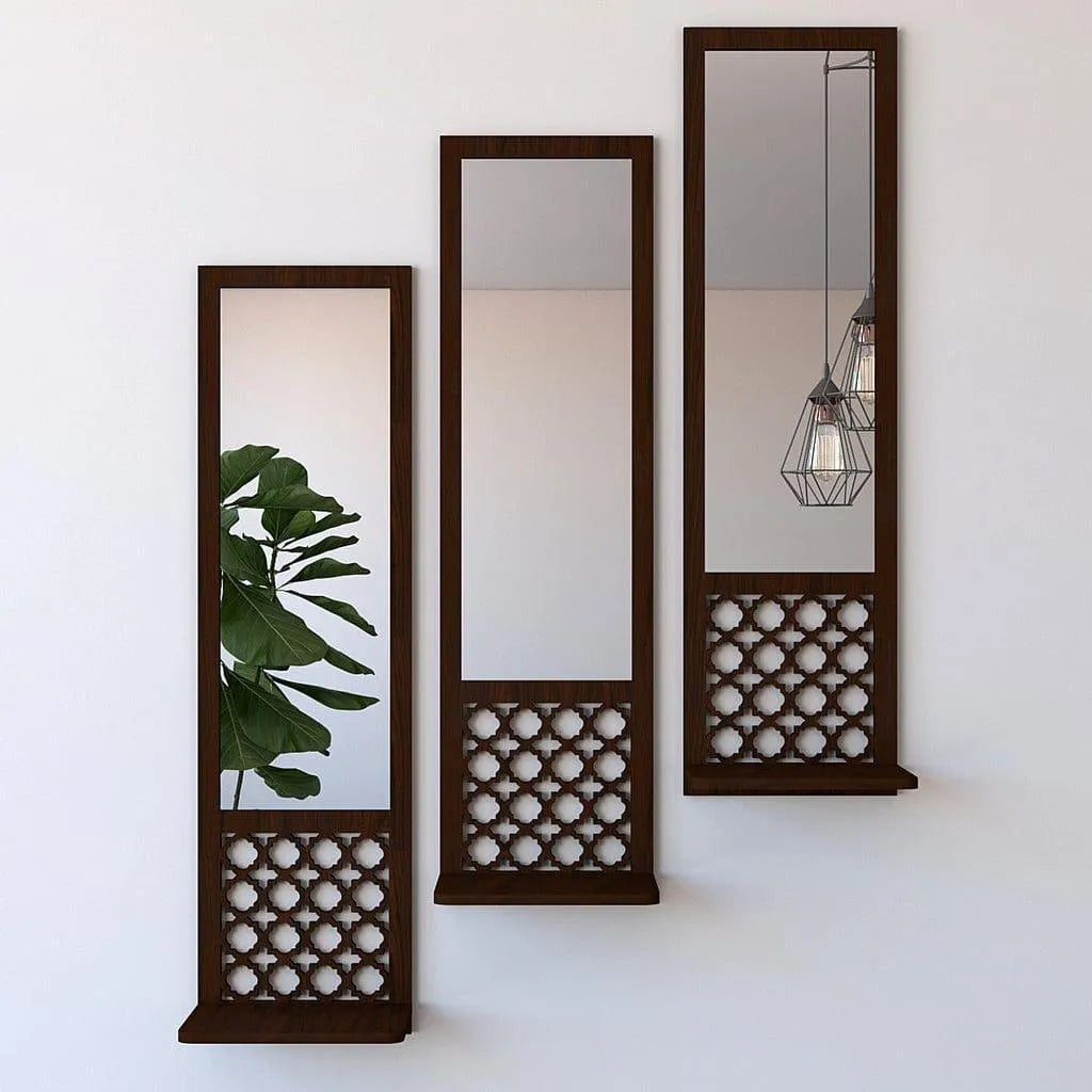 Set of 03 Acrylic Mirror Wooden Wall decor