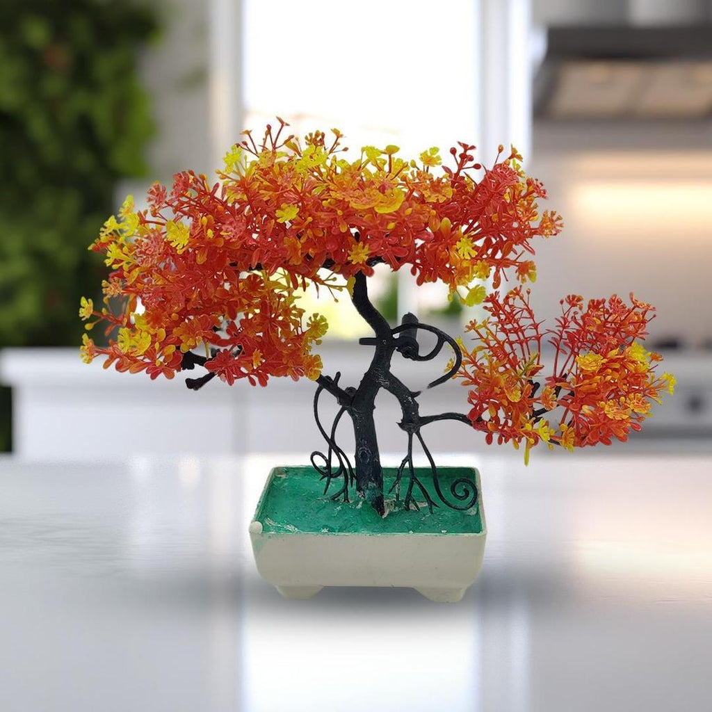 Artificial Yellow Orange Bonsai Tree - Decor